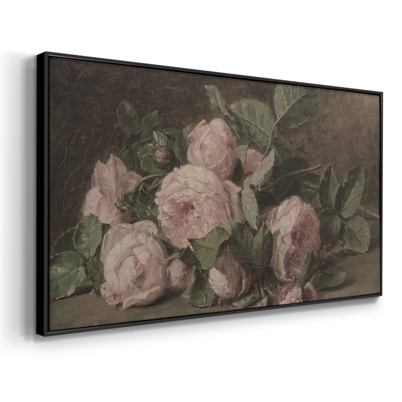 Botanical Series-CDXLV- Toile tendue avec châssis tendue, prête à être accrochée, Noir, H 21 po x l 41 po