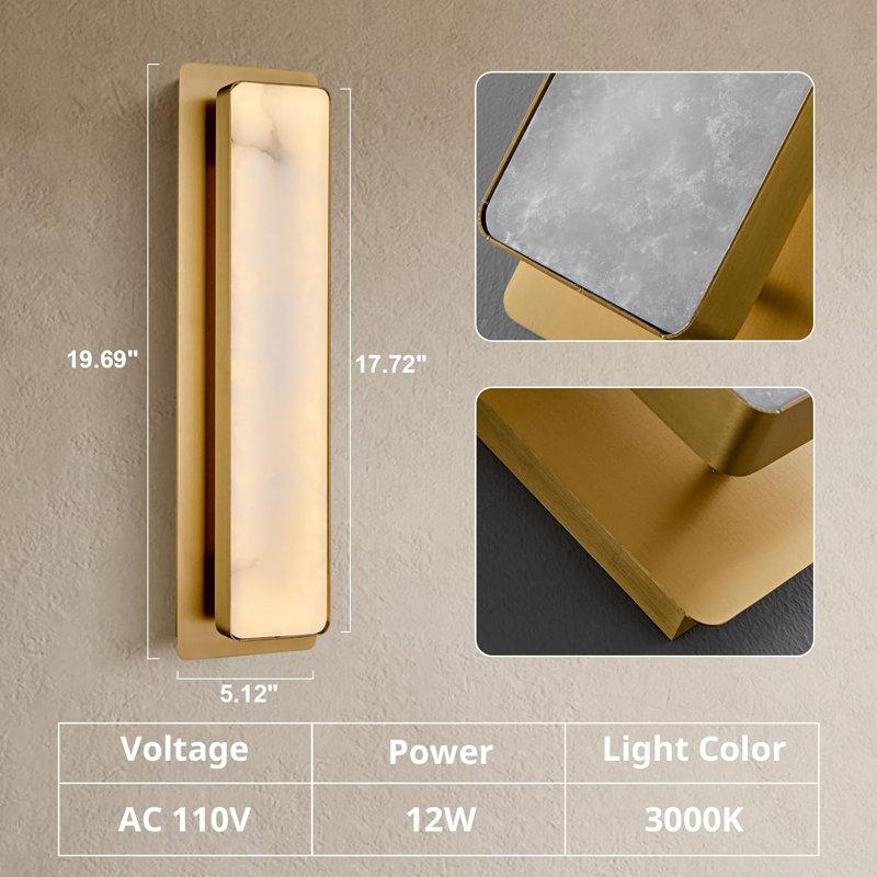 Mikinzie 2-Light LED Alabaster Wall Sconces (Set of 2), Brass