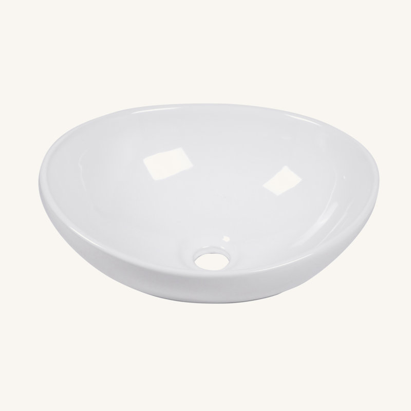 16X13 Inch White Ceramic Oval Vessel Bathroom Sink