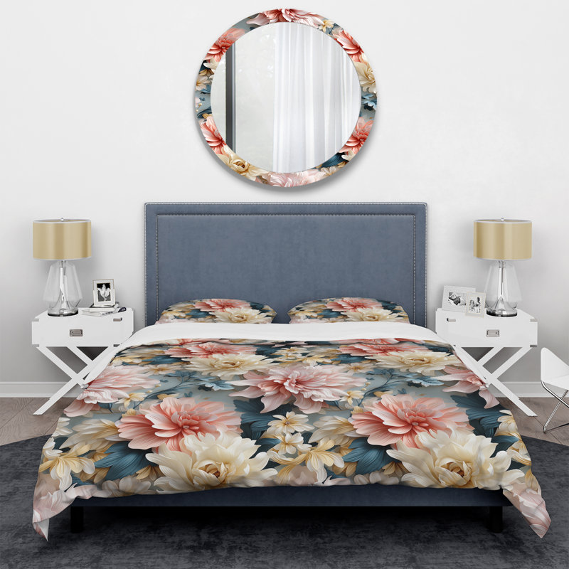Ensemble de housse de couette V bleu et beige, Housse de couette pour très grand lit et 2 très