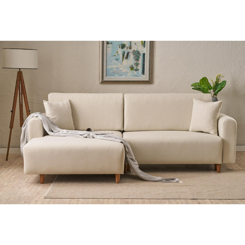 Alizay 3 Seater Sofa & Chaise, Cream, Right Hand Facing, 103cm H x 160cm W x 98cm D
