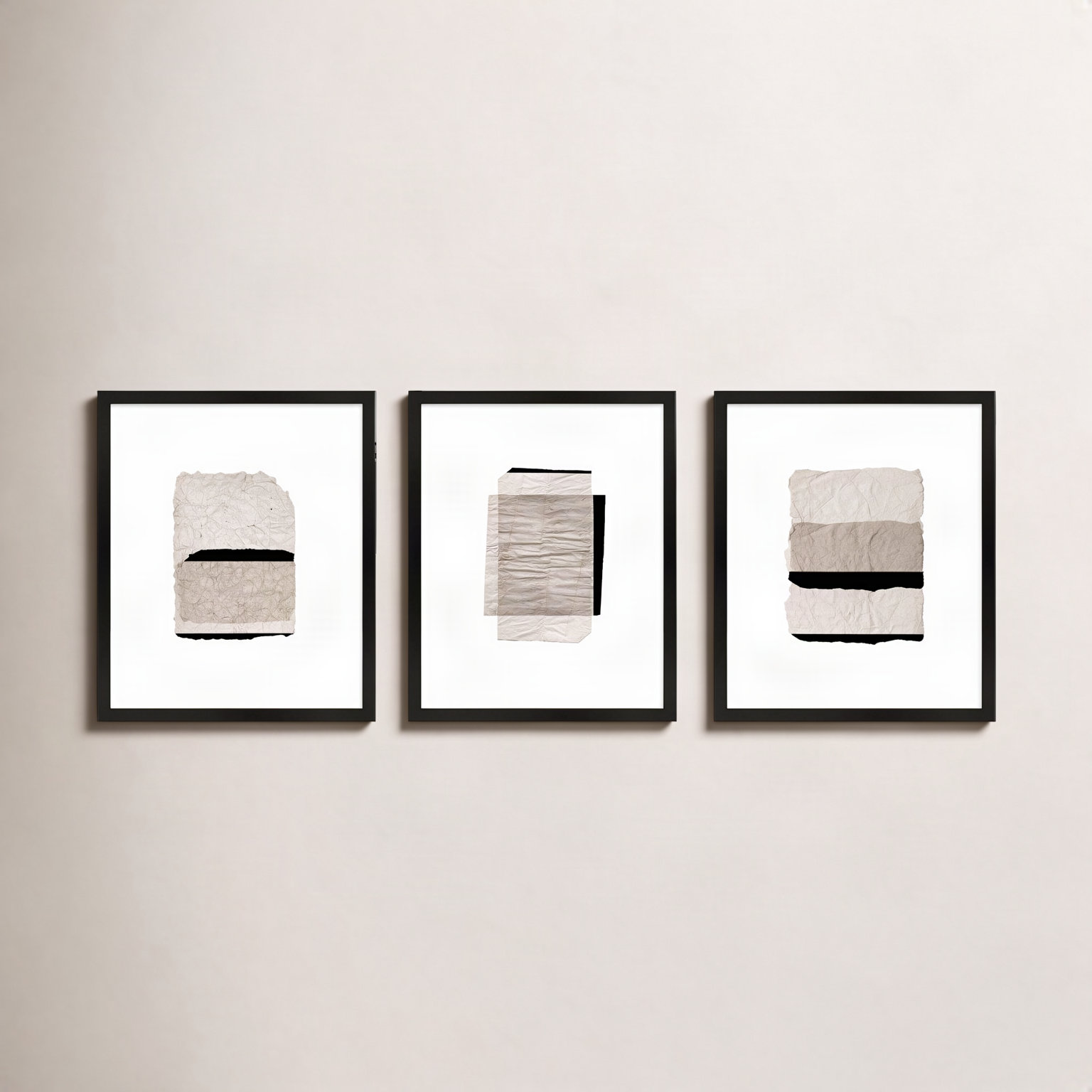 Zinfandel "Fiber" 3-Piece Print Set, Black Framed, 20" H x 16" W  x 1.25" D