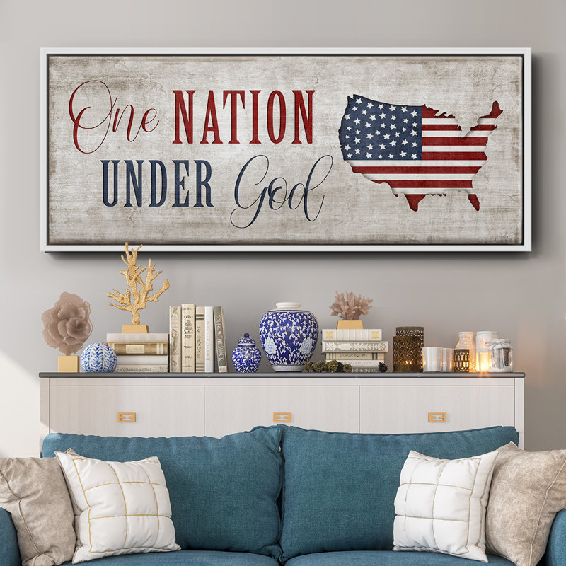One Nation Under God- Framed Canvas, 20" H x 50" W