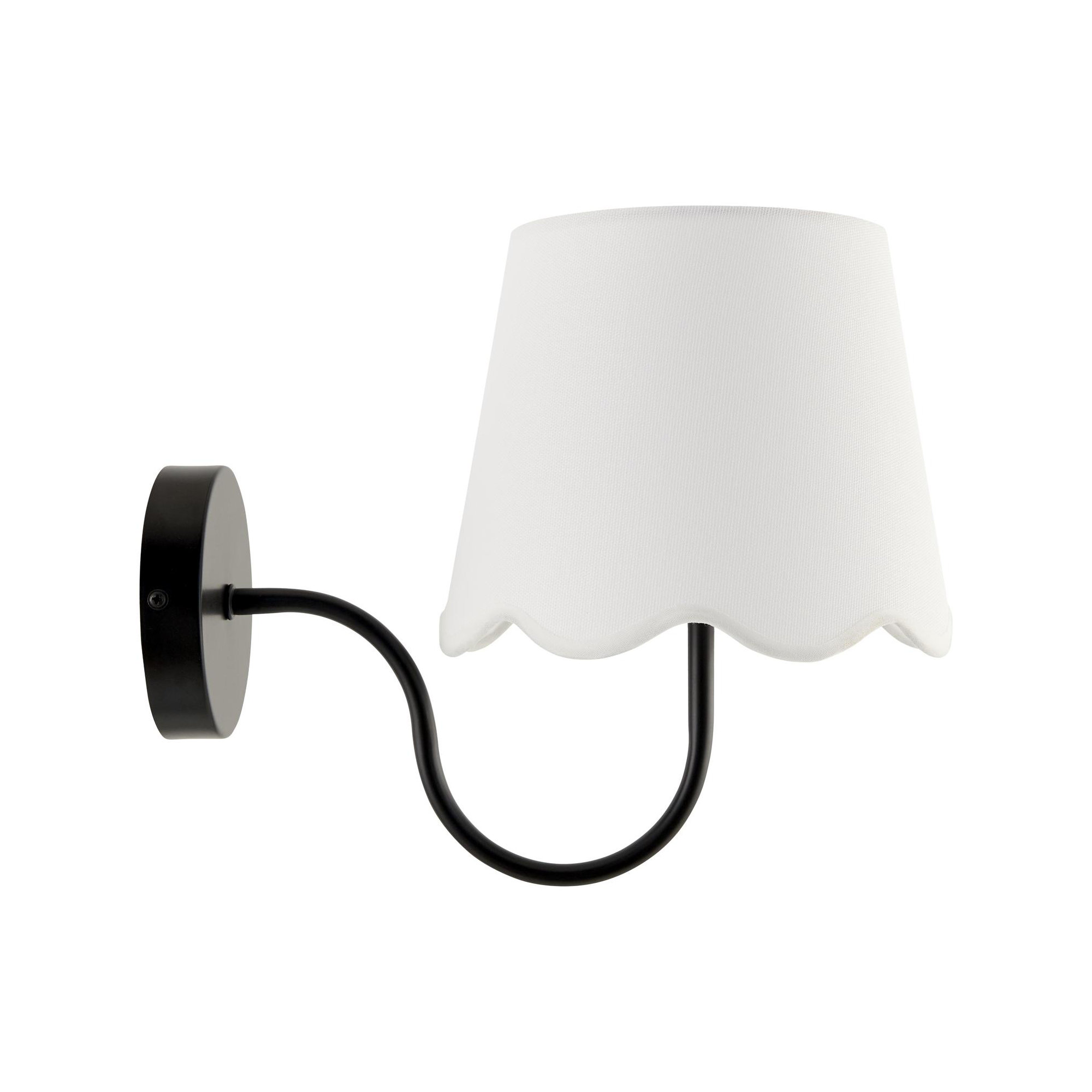 1-Light Iron Wall Sconce with Linen Shade, Matte Black