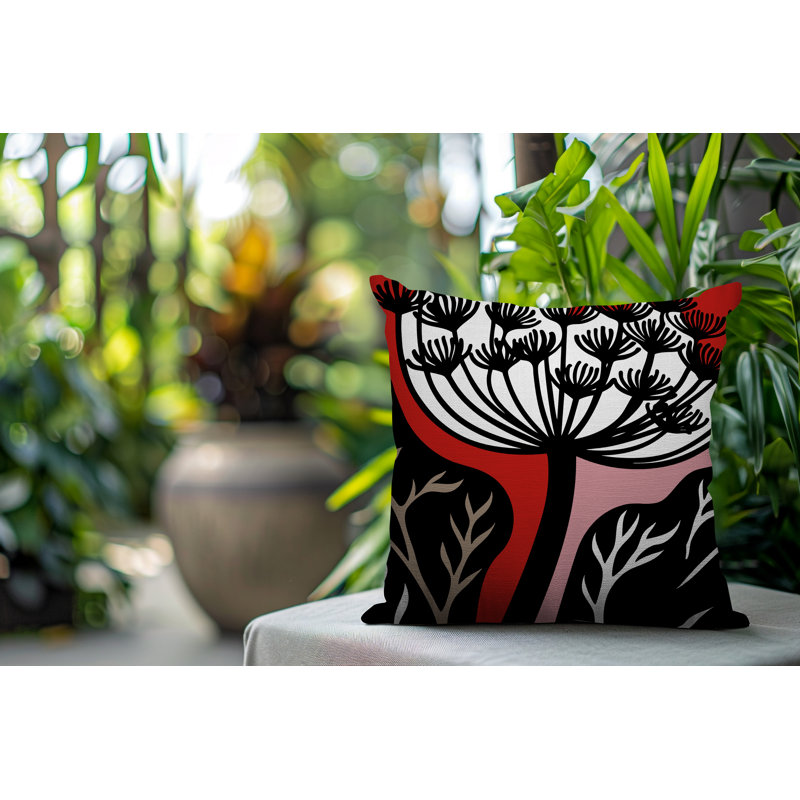 Oreiller carré réversible intérieur / extérieur Alimi, Carré 15 po, Rouge