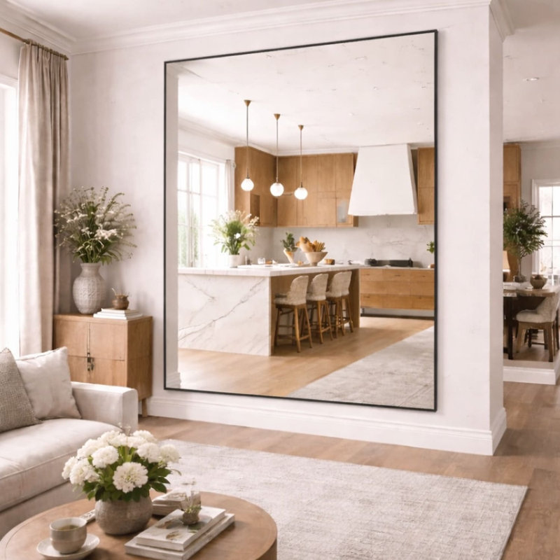 Jobu Home - Takara, Full Length Leaner Metal Rectangle Mirror, Black, 200cm x 150cm