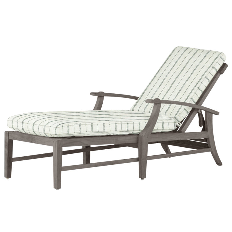 Croquet Teak Chaise Without Wheel - Oyster, Welt, Cabana Stripe Midnight, Oyster Teak