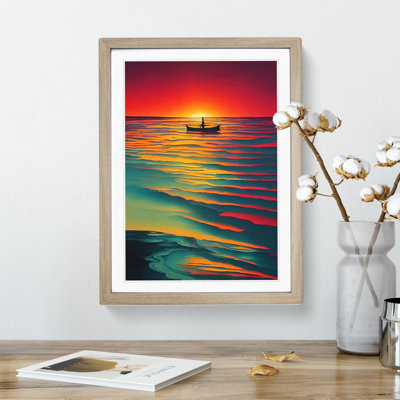 Boat and the Ocean Sunset - Wall Art
