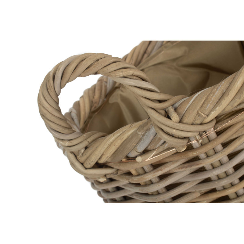 Rattan Storage Basket with Lining, 26cm H x 32cm W x 36cm D