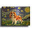 «Cavalier King Charles Spaniel Starry Night» par Rich Monet, art mural en métal doré, 36 po x 24 po-96097270