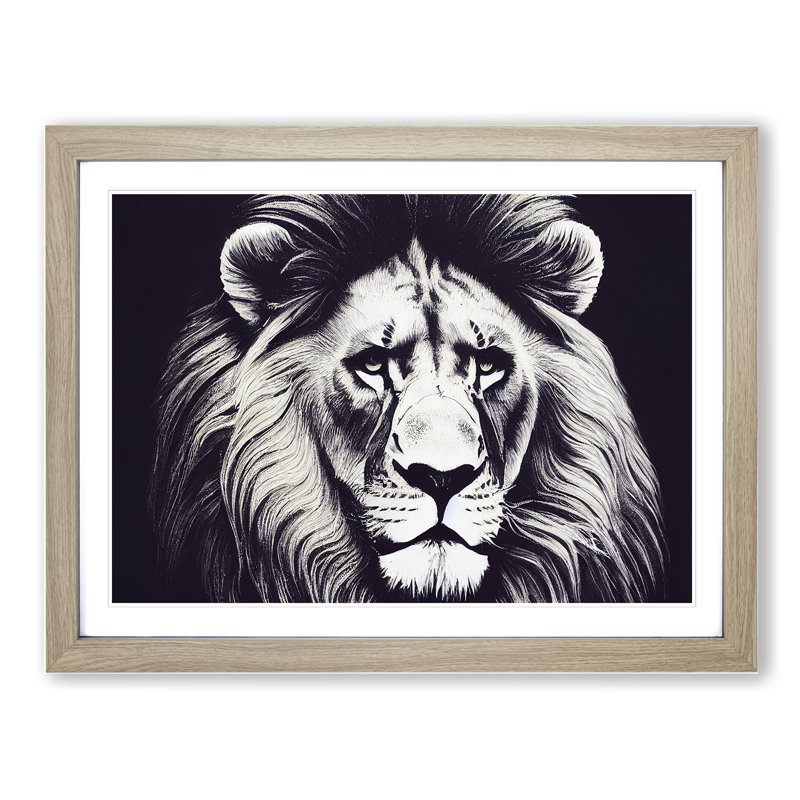 Select Lion - Framed Print, 34cm H x 46cm W x 2cm D, Oak