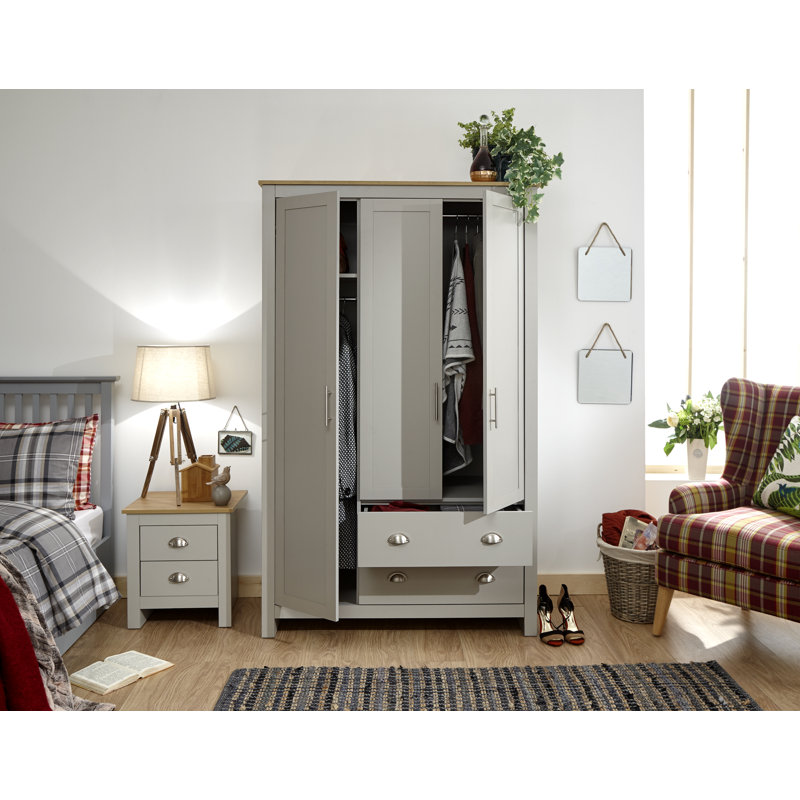 Loretta 3 Door Wardrobe, Soft Grey