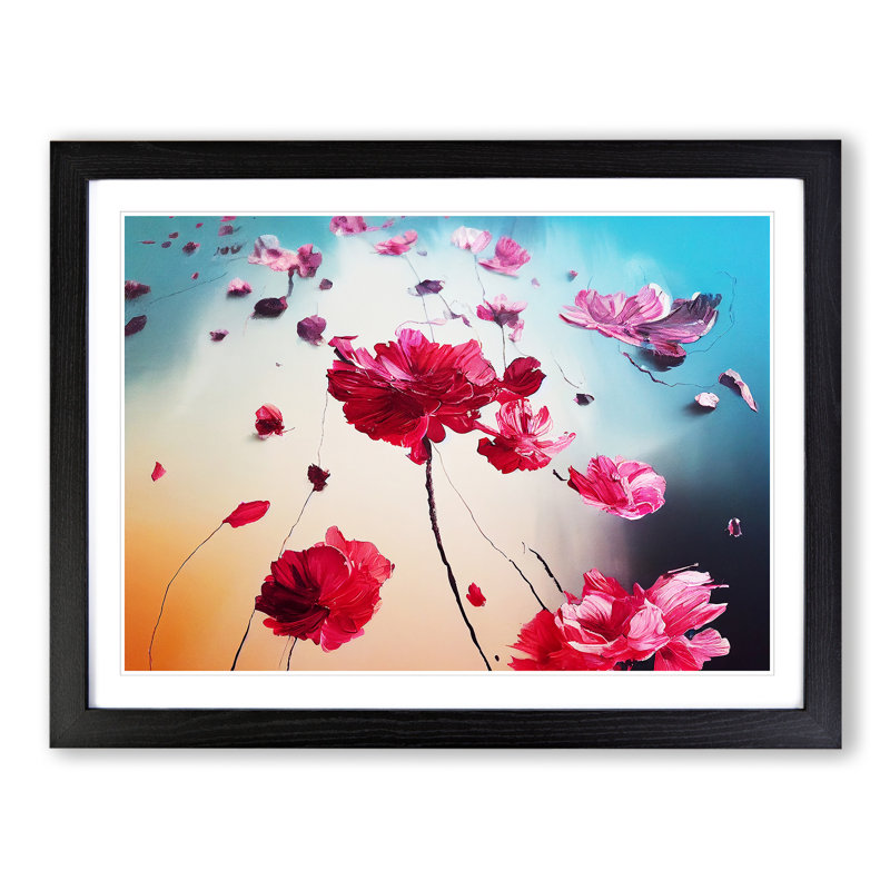 Ethereal Modern Flowers - Framed Print, Black, 46cm H x 64cm W x 2cm D