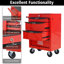 Rangement à 4 tiroirs pour coffre à outils, chariot à roulettes avec glissières à roulement, rouge et noir, coffre de rangement supplémentaire pour rangement de 20 po, roulettes universelles pour armoire, fonction coulissante-567935014