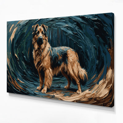 Dogs Hovawart Blue Canvas Wall Art