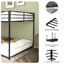 Lit superposé carré classique en métal classique, convient aux chambres d'amis, design, interchangeable, adultes en métal sans sommier, sommier peu encombrant, repos confortable