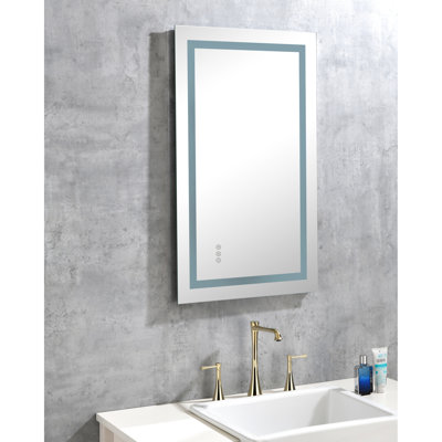 Miroir à DEL de 40 po x 30 po pour salle de bain, brouillard, intensité variable en 3 couleurs, mémoire, supporte la réalisation de soins de la peau et de maquillage