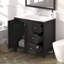 Meuble-lavabo moderne noir 35,5 po, lavabo en résine, armoire spacieuse, charnières, surface imperméable, tiroirs de style américain,