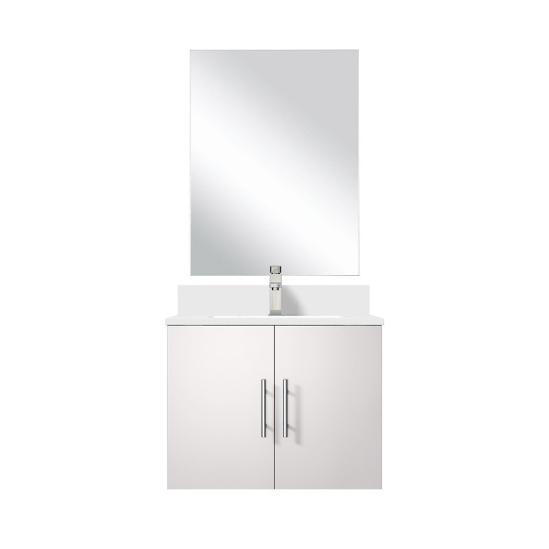 Meuble-lavabo blanc avec comptoir en quartz, 24 po X P 22 po, miroir 18 po, robinet - dessus brillant et teinté 24 po 22 po, miroir 18 po et longue durée
