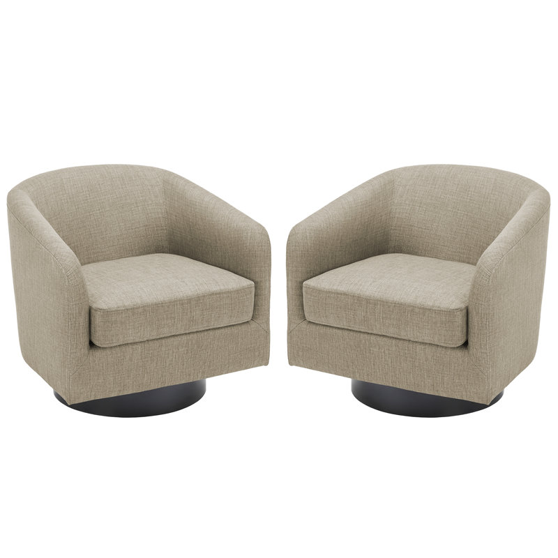Bennett 73.1Cm Wide Swivel Barrel Chair, Light Brown Polyester Blend