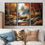 Ensemble de décorations murales Orange Autumn Mountain Waterfall Long View II - Waterfall-107213306-107213298