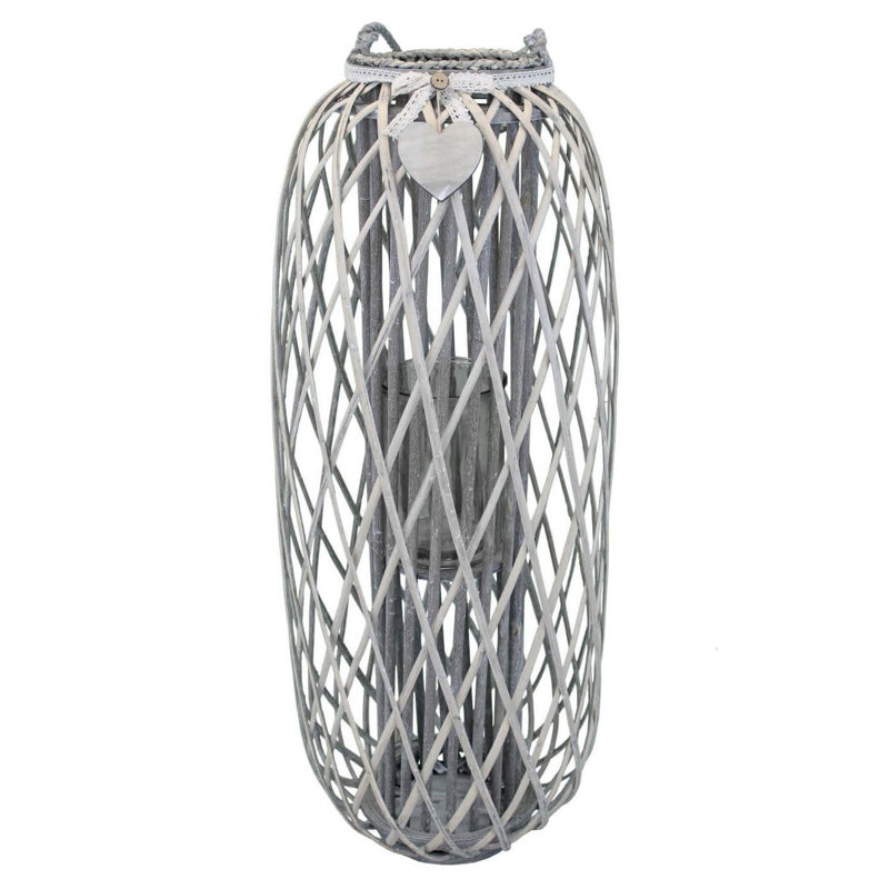 Glass Tabletop Lantern, Grey