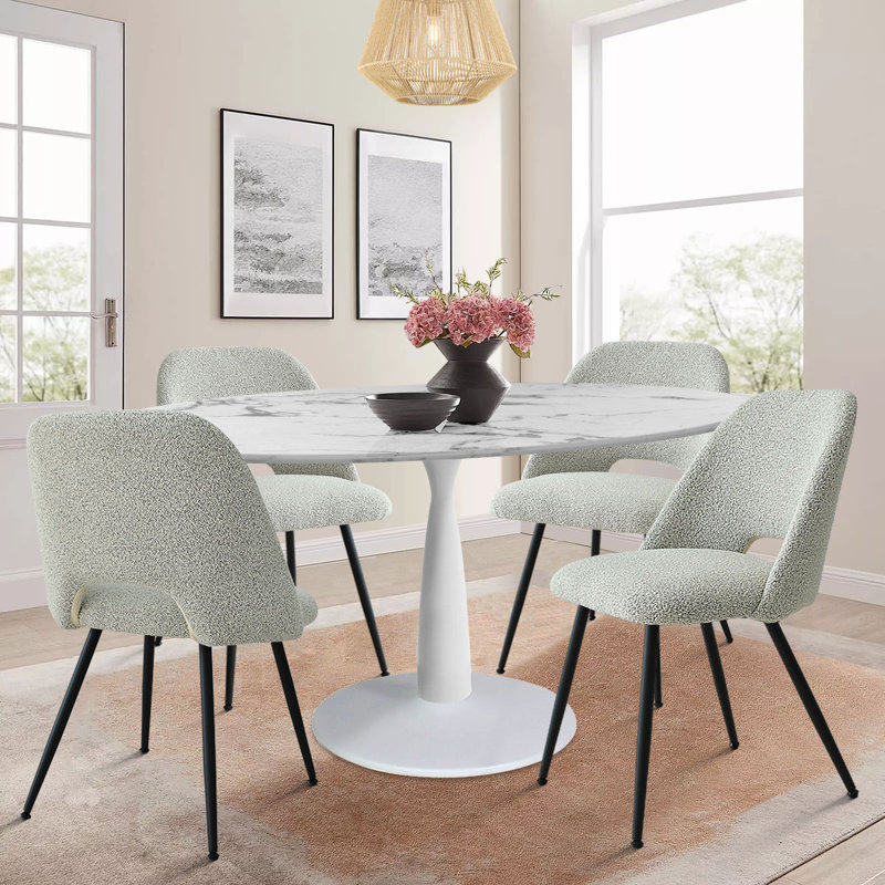 Chaena 5-Piece Oval Dining Table Sets, Gray