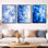 «Aqua Velvet Daisies Flower Flow», ensemble de 3 impressions murales sur toile encadrées