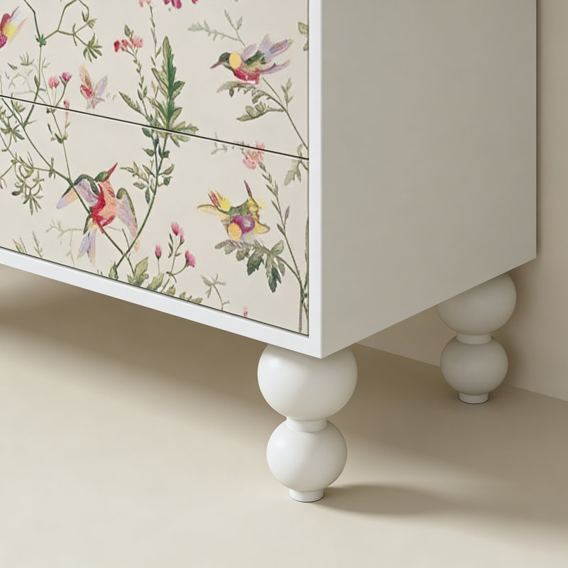 Commode d'entrée Mid-Century en bois massif, Blanc