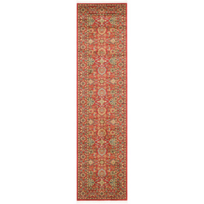 Tapis rouge / beige tissé à la machine Moore