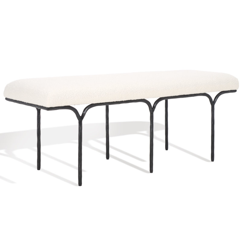 Poviones Boucle Upholstered Bench, 18" H x 48" W x 16" D, Black