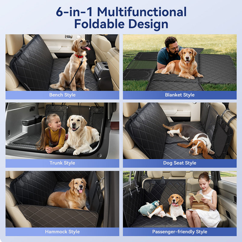 Dog Car Seat Cover For Back Seat, Upgrade 8-Layer Dog Hammock For Car Pet Backseat Protector For Car, SUV, Truck