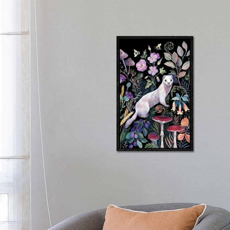 White Ermine by Clara McAllister - Gallery-Wrapped Canvas Giclée on Canvas, 66.04 cm H x 45.72 cm W, Black Floater Frame