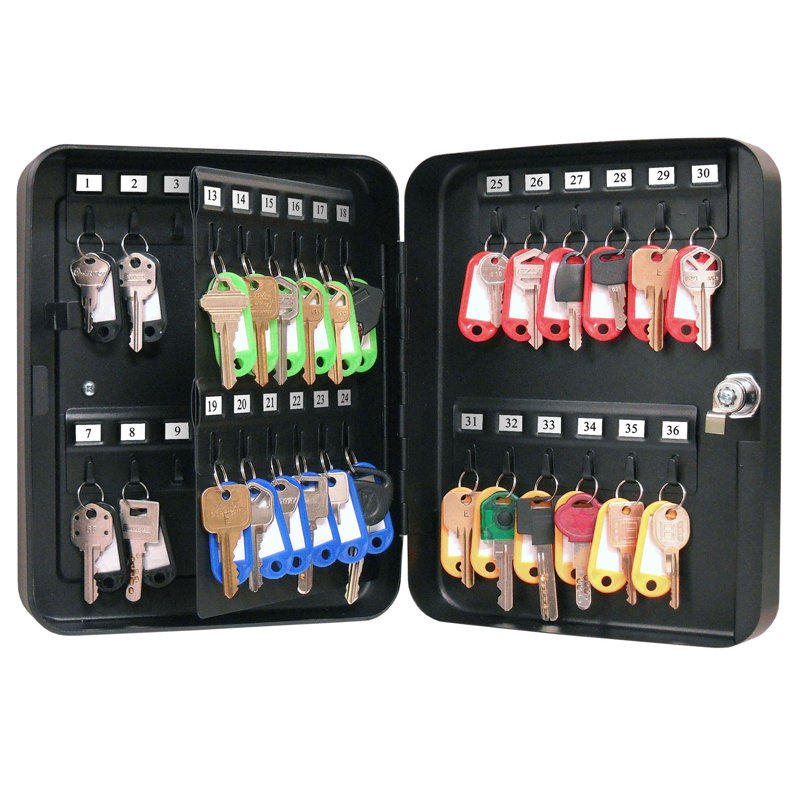 Black Steel 48-Key Security Box with Key Lock