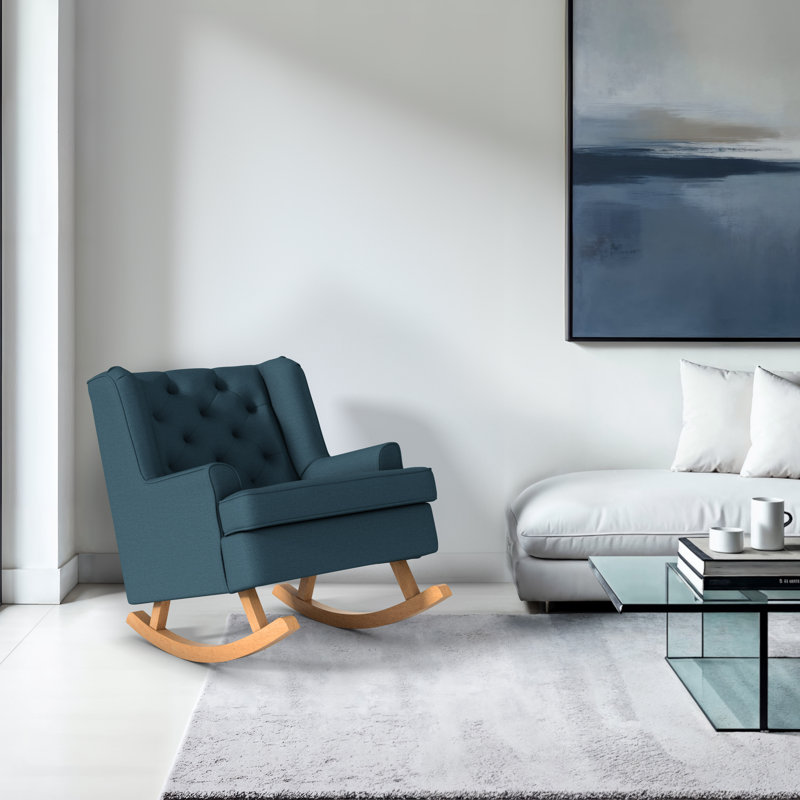 Chaise berçante capitonnée en tissu, Gris clair
