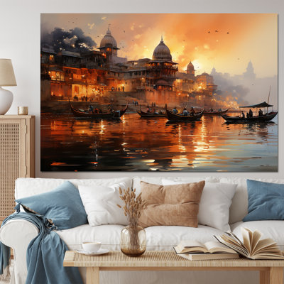 «Indian Art Sunset At», reproduction d'art sur toile