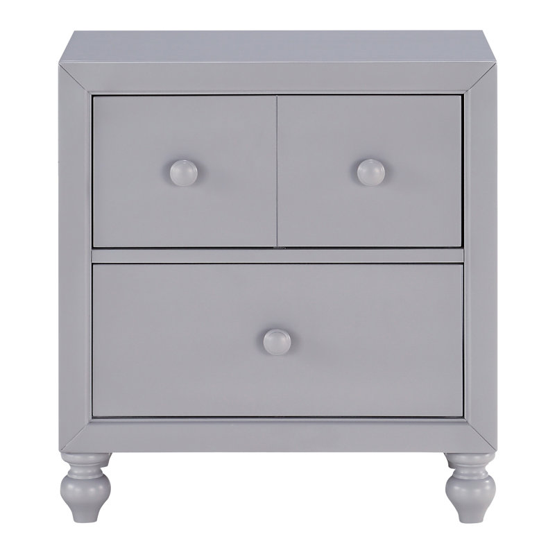 Table de chevet transitionnelle à finition grise 1pc