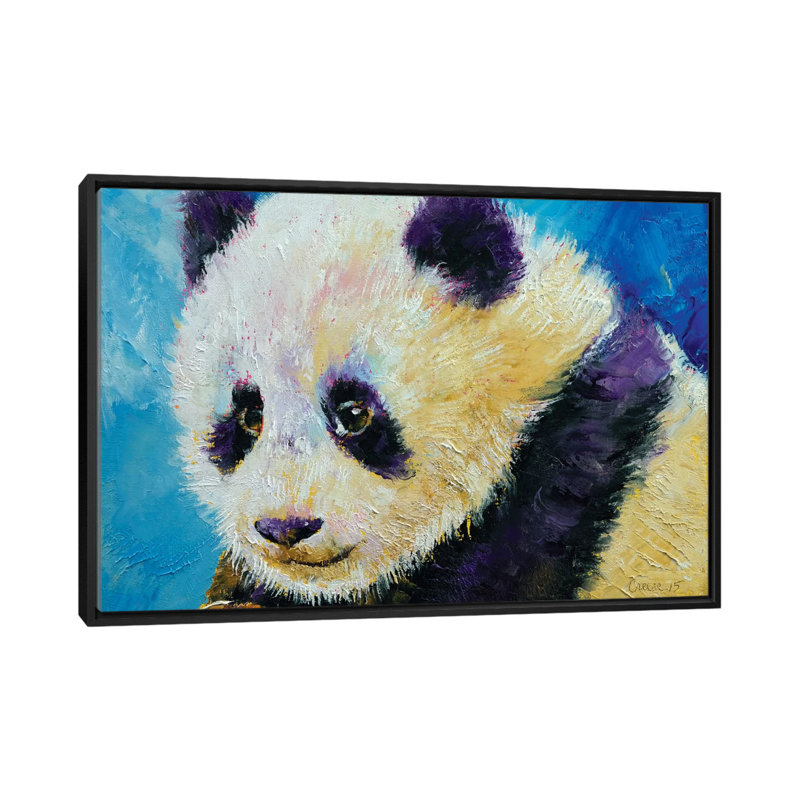 «Panda Cub» par Michael Creese - Estampe numérique sur toile tendue avec châssis, H 18 po x l 26 po x P 1,5 po, Pas de tapis