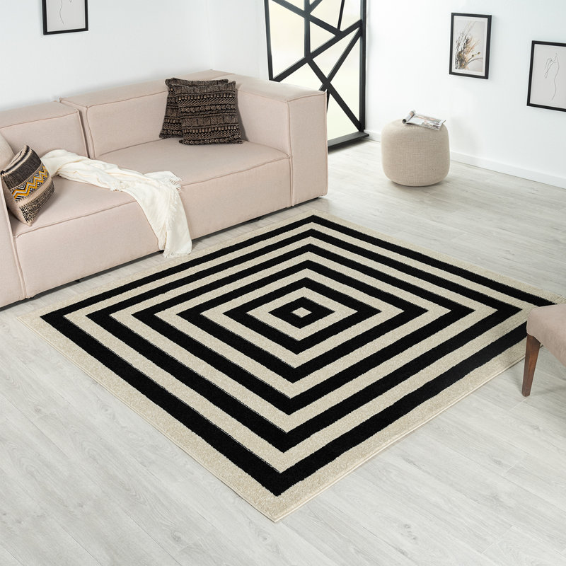 Ahmi Geometric Area Rug, Square 6'7" 