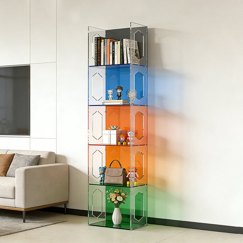 Transparent Colorful Acrylic bookcase, (5 Shelves) 59.06"H x 23.62"W x 11.81"D