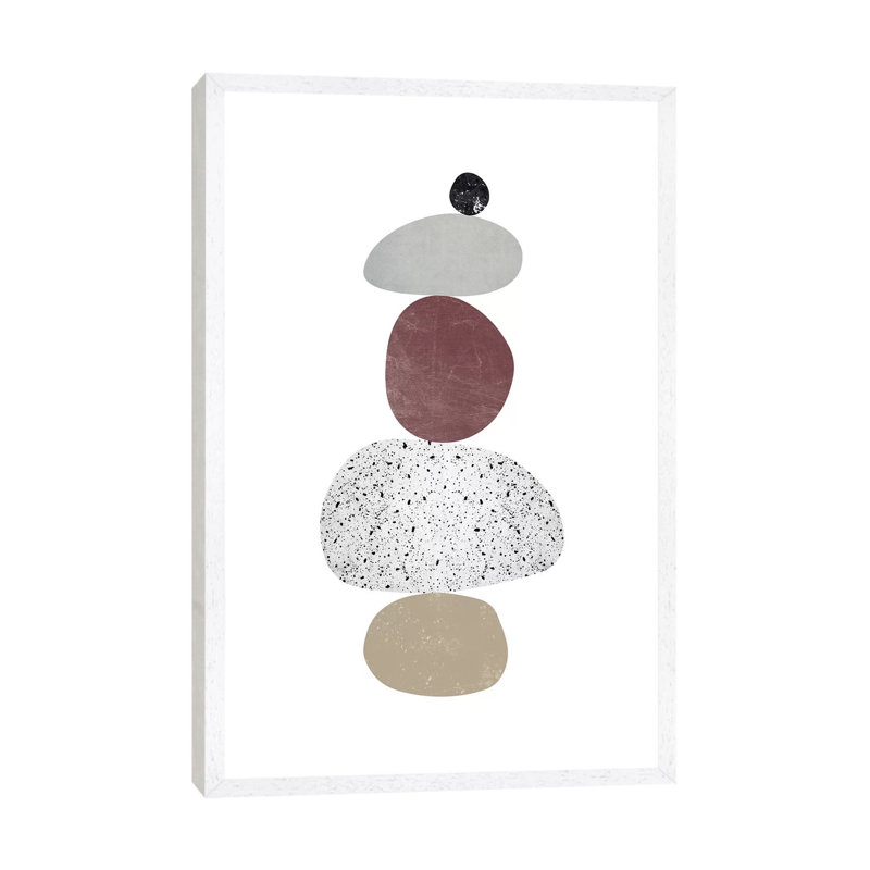 Pebbles VI by Nouveau Prints - Print on Canvas, 66.04cm H x 45.72cm W x 3.81cm D, White Framed