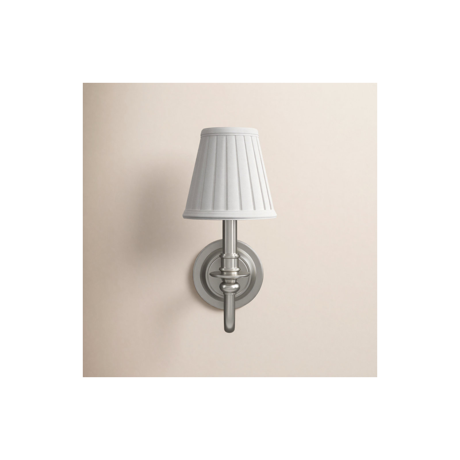 Lennon Single Light Dimmable Armed Sconce, Satin Nickel