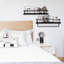 Ensemble de 2 tablettes murales flottantes pour salle de bain avec cadre en métal et porte-serviettes, noir-1524635885