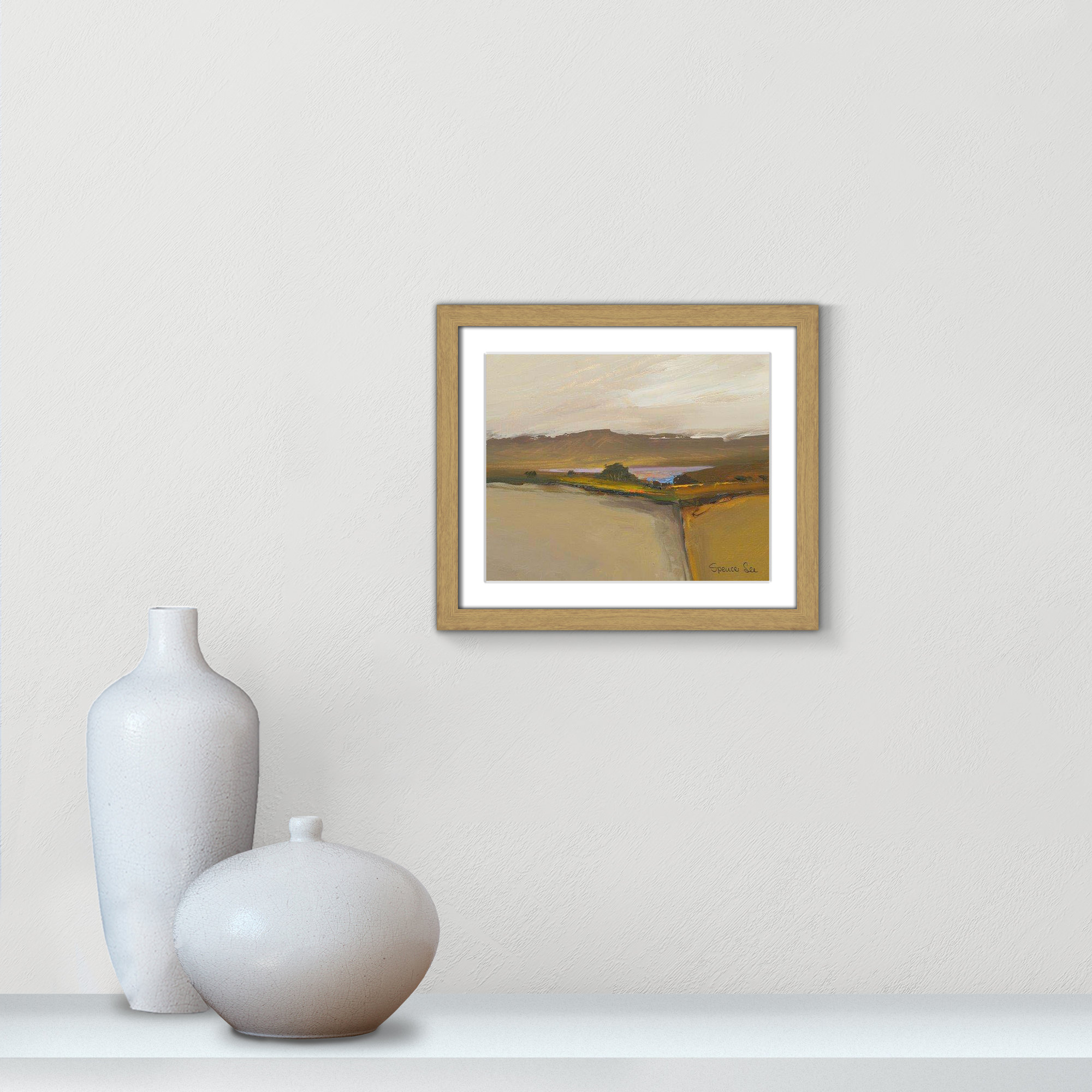 Heaven and Earth IV By Spencer Lee - Framed Art w/ 4 Ply Matboard, Natural Framed, 13" H x 15" W x 0.75" D