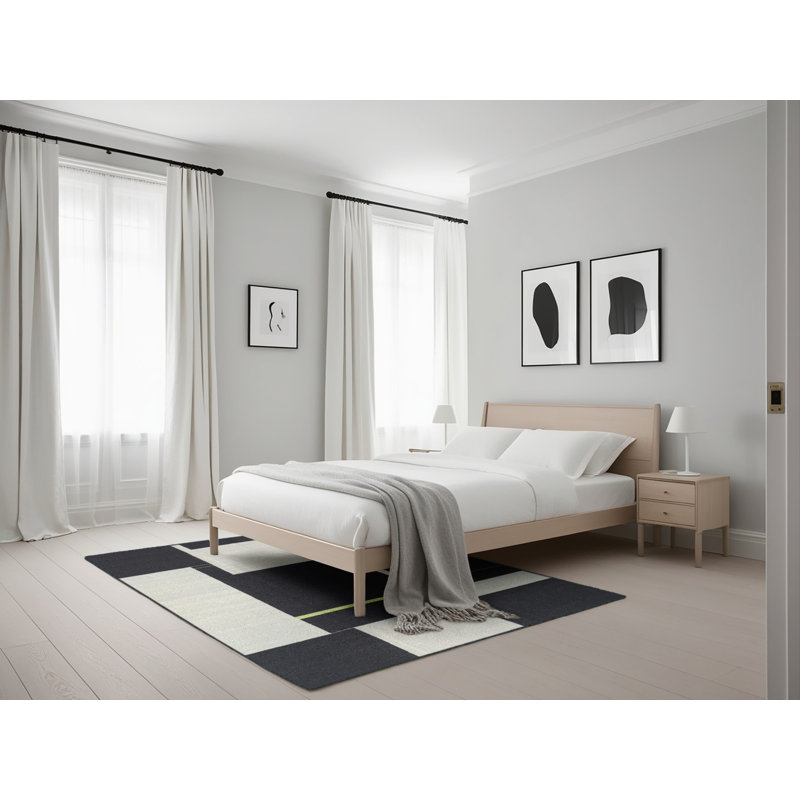 Tapis abstrait noir / gris, Rectangle 5 pi x 7 pi