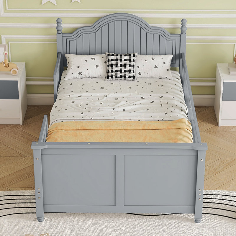 Lit double pour enfants, lit plateforme double en bois avec tête et pied de lit, blanc (date d’arrivée prévue le 2025/9/30)