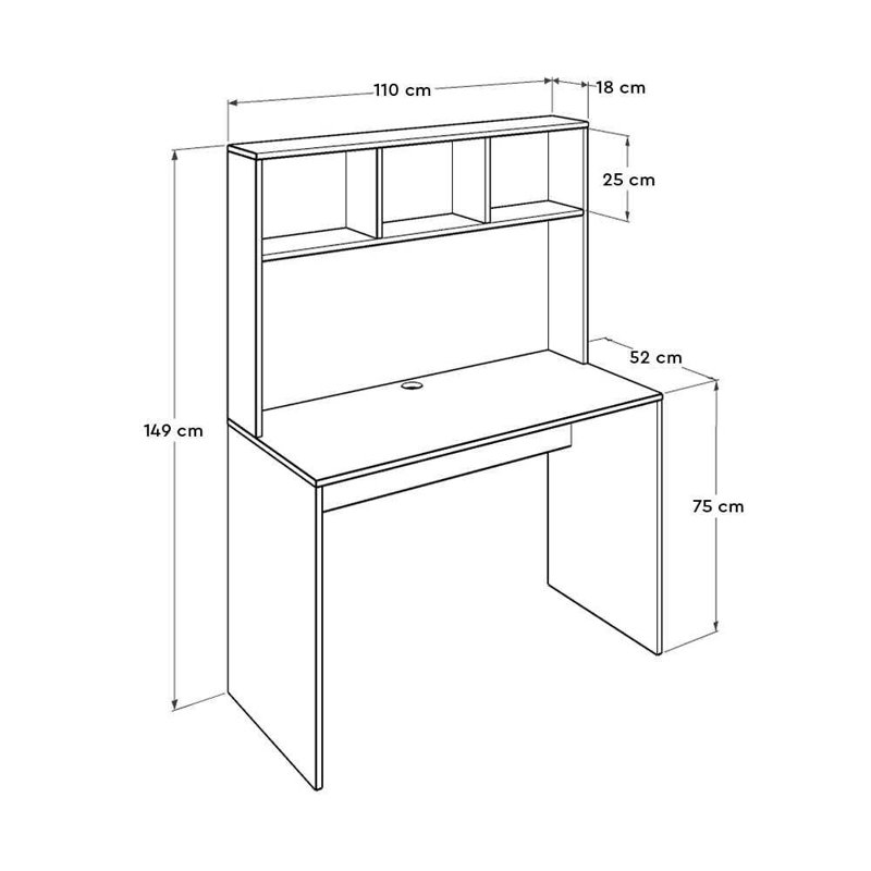  Teen White & Oak Study Desk with Storage Hutch