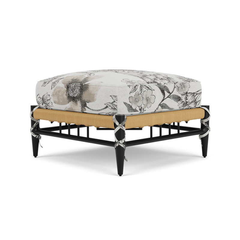 Low Country Outdoor Ottoman, Serena Floral Dove