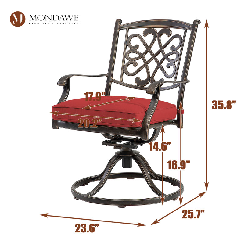 Ensemble de 2 chaises pivotantes en aluminium Anijha, Rouge