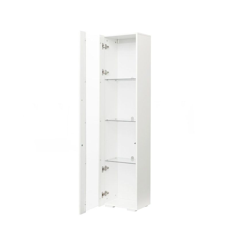 Side Cabinet With Aluminum Strip Lamp, Storage Solution For Any Room In Your Home., White
